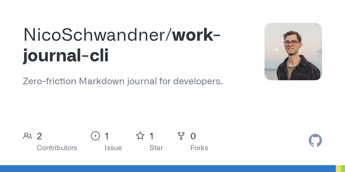 GitHub repo preview of work-journal-cli